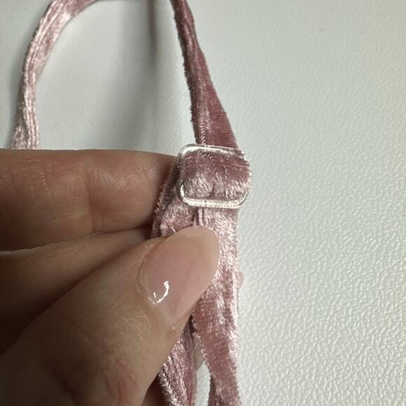 Crushed Velvet Lace Cami Pink Gold Trim Small Fairycore Coquette Romantic Top - Picture 9 of 11